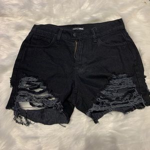 CHEEKY FASHION NOVA BLACK RIPPED SHORTS